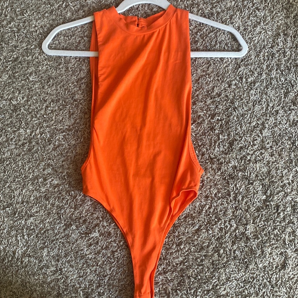 Orange FashionNova bodysuit. Size XS